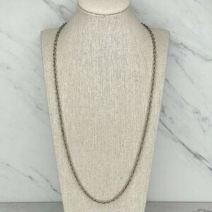 Silver Tone Plain Basic Simple Chain Link Necklace